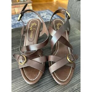 Franco Sarto "The Artist's Collection" Strappy Brown Leather Sandals Sz. 8.5